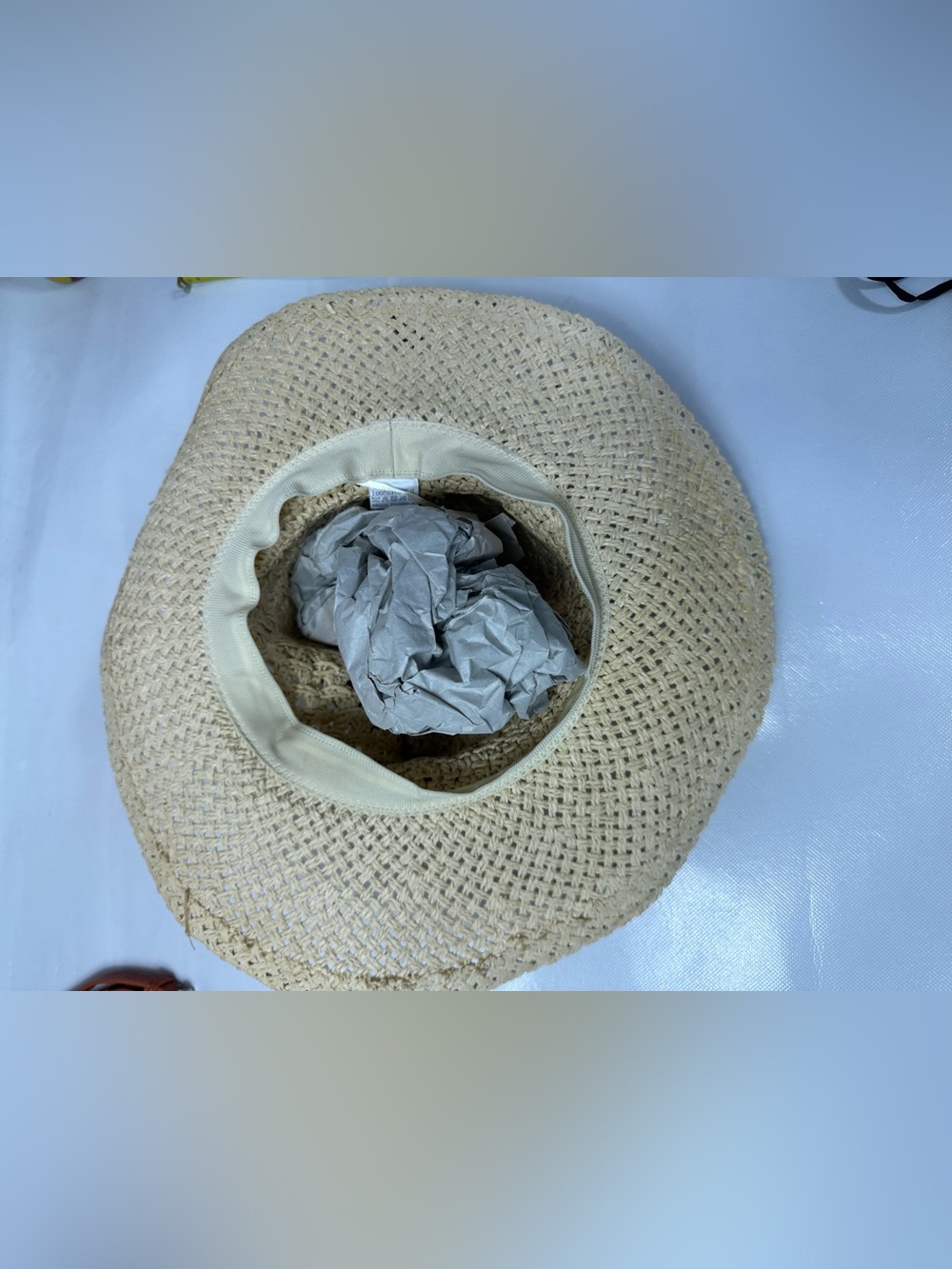 Source Unknown Natural Straw Sun Hat with Blue Floral Band - Picture 7 of 11